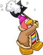 As seen in issue 160 of the Club Penguin Times, along with the Pink Pom Pom Toque and Pastel Suede Jacket