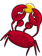 The crab in Aqua Grabber holding a coin