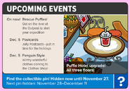 The Upcoming Events from Issue #422 of the Club Penguin Times.