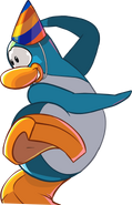 Artwork of a penguin wearing the hat.