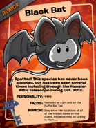 A Black Bat Puffle description at a poster