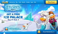 The homepage before the Frozen Party.