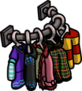As seen on a rack in the Clothes Shop along with the Striped Rugby Shirt, Neon Grid Jacket, Pink Winter Peacoat, and Purple Shirt n' Skirt