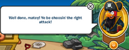 Dueling Pirate Crabs on Club Penguin App (when your attack is successful)