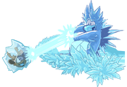 A Frost Bite freezing a Reindeer Puffle