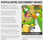 "Puffle Hotel Excitement Grows" in Issue #386 of The Club Penguin Times.