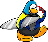 As seen in issue 161 of the Club Penguin Times, along with the Wetsuit and Silver Surfboard