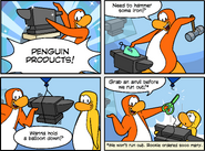 An anvil-related comic from issue 460 of the Club Penguin Times