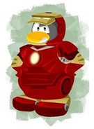 Concept art of the Iron Man suit (note the grey penguin)