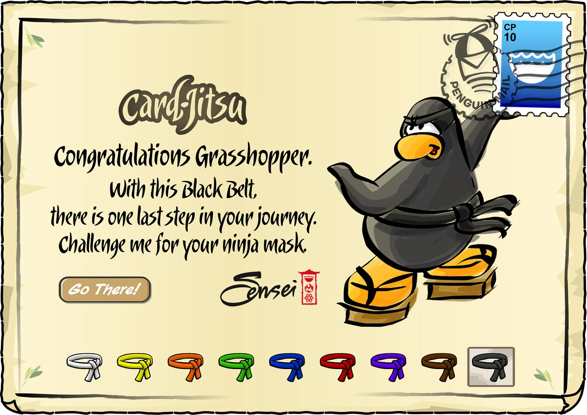 CardJitsu Black Belt postcard Club Penguin Wiki Fandom