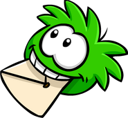 The Green Puffle with an envelope