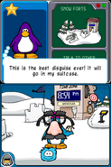 The penguin with a hat giving the player glasses