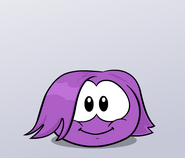 The fourth hairstyle transformation that occurs when the puffle is taking a bath