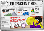 The cover of issue #210 of the Club Penguin Times.