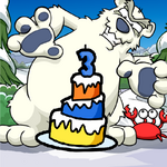 Happy 3rd birthday, Klutzy! Now, GIVE ME CAKE! OMNOMNOMNOMZ!!!!