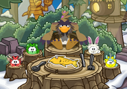 El Sasquatch sentado en la sala de Puffle Wild