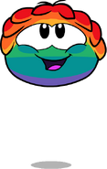 A jumping Rainbow Puffle