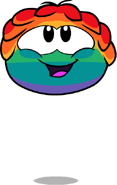 A jumping Rainbow Puffle