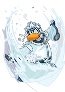 As seen in issue 397 of the Club Penguin Times, along with the Blizzard Helmet and Coat of Frost