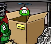 A Green Puffle at the April Fools' party