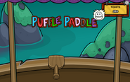 A White Puffle in Puffle Paddle during The Fair 2014.