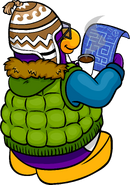 As seen in issue 213 of the Club Penguin Times, along with the Chullo Hat and Green Vest