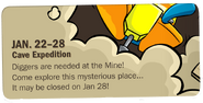 An advertisement for the Cave Expedition from issue #223 of the Club Penguin Times.