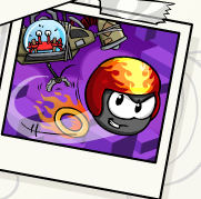 A stampbook picture of a Black Puffle in Puffle Launch