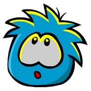 A surprised blue puffle