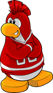 As seen in issue 257 of the Club Penguin Times, along with the Red Mohawk