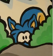 Illustration of a puffle with squirrel ears and tail, in the Club Penguin Headquarters