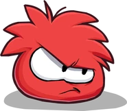 Un Puffle Rojo enojado