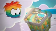 Rainbow puffle Revealed.png (390 KB) A Rainbow Puffle looking down at the Puffle Hotel. It is the prototype Puffle Hotel Roof, since there is no cannon, and some of the design is different