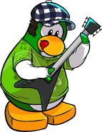 As seen in issue 295 of the Club Penguin Times, along with the Music Swirl Tee and Black Electric Guitar