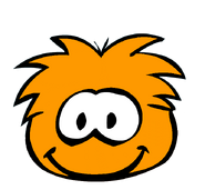 The Orange Puffle's old look in-game. Note that it does not have buck teeth and the twist hair.