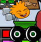 Another Orange Puffle playing with the wagon toy