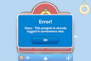 The message which pops while transferring coins to a logged-in penguin