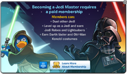 The Membership popup when a Non-Member tries to equip a Lightsaber