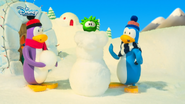 Puffle Comes Out of Snowman