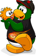As seen in issue #228 of the Club Penguin Times, along with the Puffle Cap