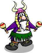 As seen in issue 94 of The Penguin Times, along with the Pink Viking Helmet, Funny-Face Glasses, Santa Beard, Pair of Maracas, and Pirate Boots