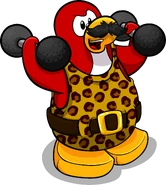 As seen in issue 309 of the Club Penguin Times, along with the Strongman Suit and Dumbbells