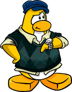 As seen in issue 207 of the Club Penguin Times, along with the Denim Hip Hop Hat and Boy's Sweater Vest