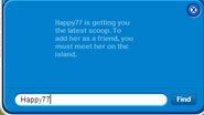 The message that displayed while trying to add Happy77 as a friend