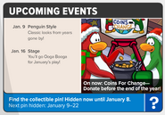 The Upcoming Events section of Issue #427 of the Club Penguin Times