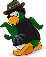 As seen on the Dance Party postcard, along with the Brown Striped Fedora and Green Necktie