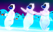 Penguins turned into ghosts in Club Penguin: Halloween Panic!