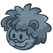 Puffle statue with lion mane, ears, and nose, seen at the Muppets World Tour