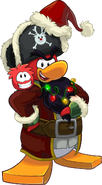 Rockhopper in his main pose but in his Holiday Party outfit