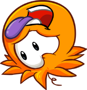 A zany look of the orange puffle